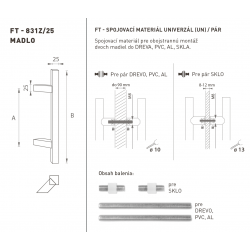 FT - MADLO kód 831Z 25x25 mm UN pár CIM - čierna matná (FNO)