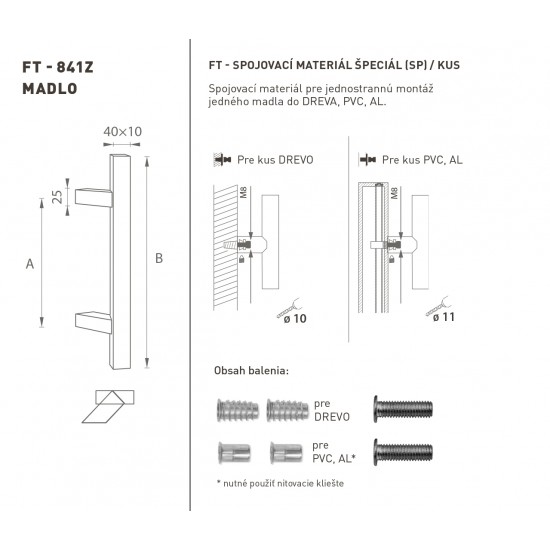 FT - MADLO kód 841Z 40x10 mm SP ks BIM - biela matná (FBO)