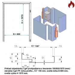 Protipožiarna zárubňa oceľová - CgH murivo/tvárnica EI60, EW120 - 80/197 - S tesnením - RAL nástrek (komaxit)