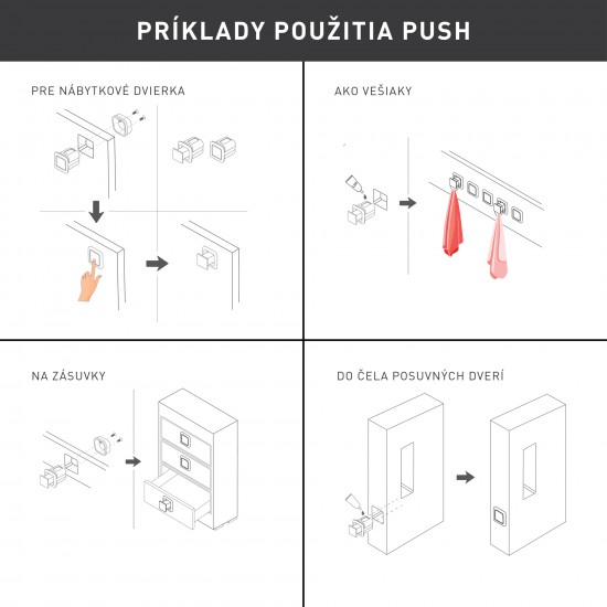 PR - Úchytka PUSH R CIM - čierna matná (E228)