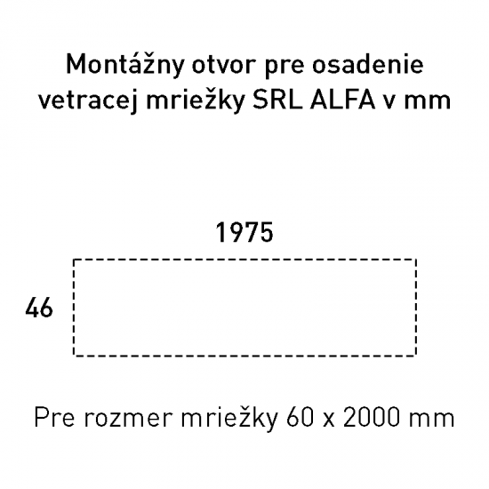 SRL - ALFA vetracia mriežka 60 x 2000 mm BIL - biela lesklá (RAL 9010)