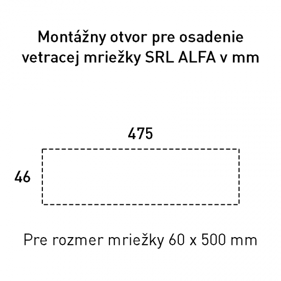 SRL - ALFA vetracia mriežka 60 x 500 mm BIL - biela lesklá (RAL 9010)