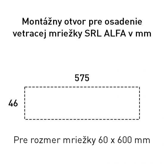 SRL - ALFA vetracia mriežka 60 x 600 mm BIL - biela lesklá (RAL 9010)