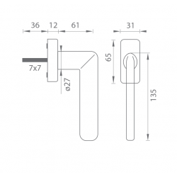 TI - DK - ELIPTICA - HR 3098Q Kľučka na eurookno GRM - grafit matný (141)